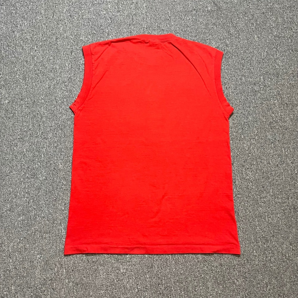 Vintage JC Penney Muscle Tee Size L Red Sleeveless Cotton T-Shirt 80s 90s Blank - Picture 2 of 7
